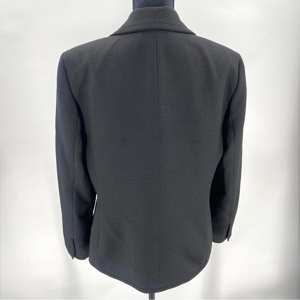 Evan-Picone Blazer Suit Jacket 16 Womens Black Waffle Texture 3 Button Career - Picture 2 of 12